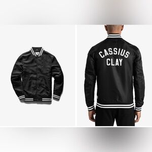 Reigning Champ x Muhammad Ali Cassius Clay Satin Varsity Jacket Black